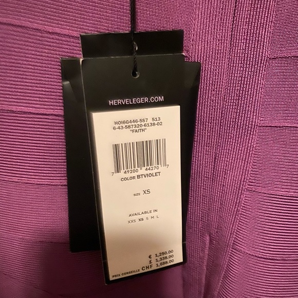 New with tags: Herve Leger “faith” dress (purple) - Picture 3 of 6
